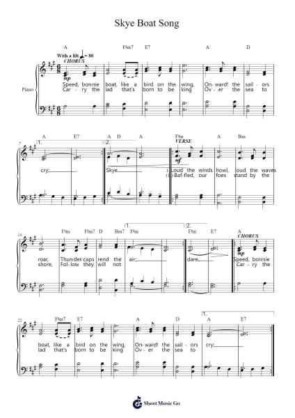 Skye Boat Song Sheet Music by Traditional Scottish Folk Tune-Arr.Jobnold