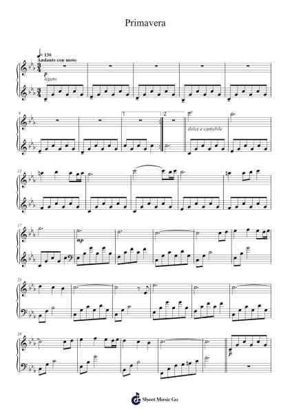Primavera Sheet Music by Ludovico Einaudi-Arr.Lilrald