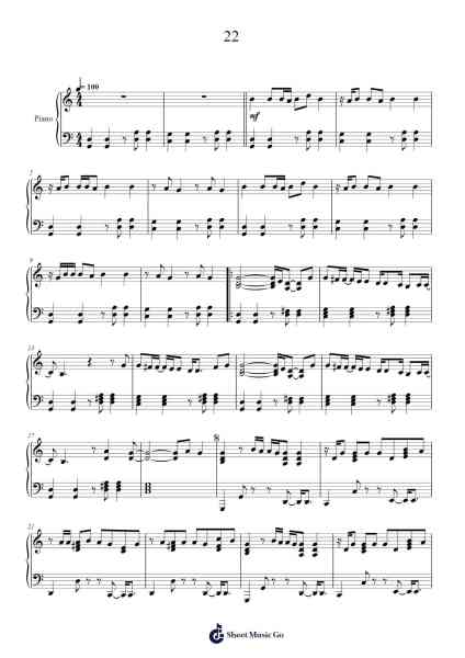 22 Sheet Music by Taylor Swift-Arr.Bairdxy