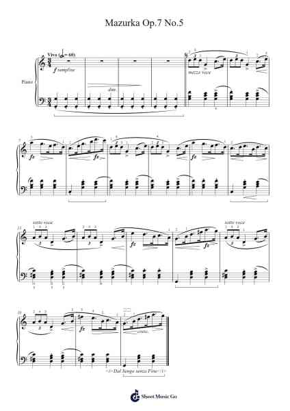 Mazurka in C Major, Op. 7, No. 5 Sheet Music by Frédéric Chopin-Arr.Phillen Gillpont