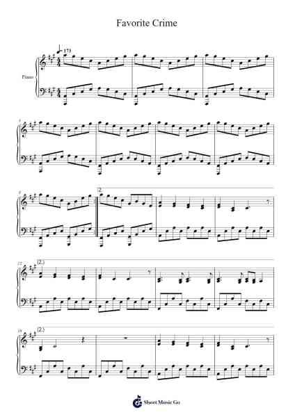 Favorite Crime Sheet Music by Olivia Rodrigo-Arr.Campgins
