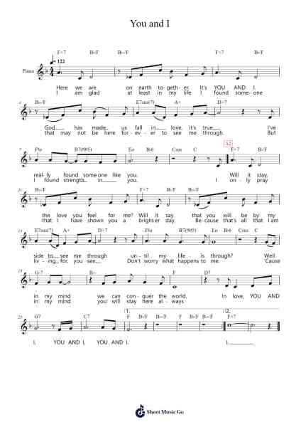 You and I Sheet Music by Stevie Wonder-Arr.Brookecher Nicksie
