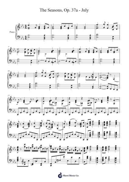 The Seasons, Op. 37a - July Sheet Music by Pyotr Ilyich Tchaikovsky-Arr.Glacarr