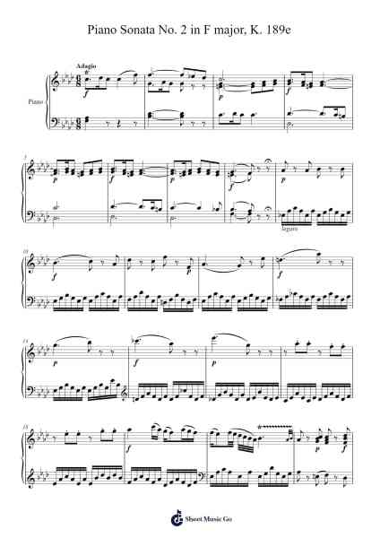 Piano Sonata No. 2 in F Major, K. 280: II. Adagio Sheet Music by Wolfgang Amadeus Mozart-Arr.Westier Haylay