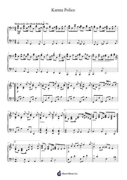 Karma Police Sheet Music by Radiohead-Arr.Felnah Puvien