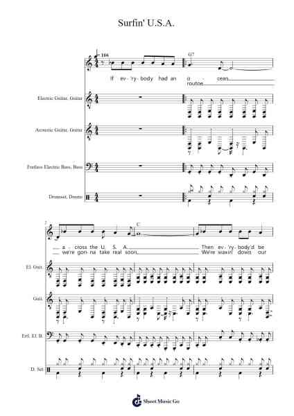 Surfin' U.S.A. Sheet Music by The Beach Boys-Arr.Dowar Warford
