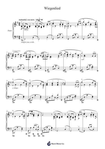 Wiegenlied, Op. 49, No. 4 Sheet Music by Johannes Brahms-Arr.Bobpritt Kathpril