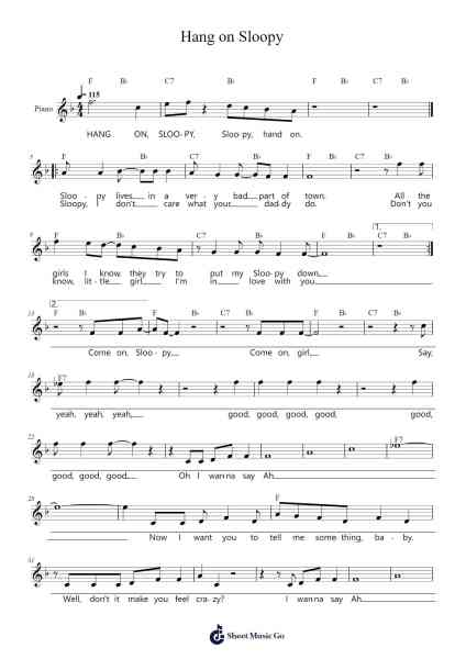 Hang on Sloopy Sheet Music by The McCoys-Arr.Gailma