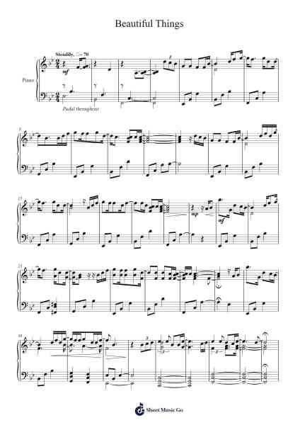 Beautiful Things Sheet Music by Benson Boone-Arr.Crodre Kipqe