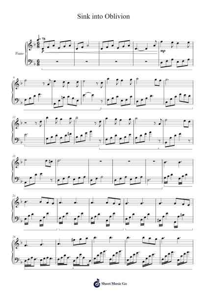 Sink into Oblivion Sheet Music by Yu-Peng Chen-Arr.Derlian Sumeo