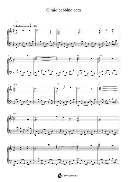 O mio babbino caro Sheet Music by Giacomo Puccini-Arr.Louisen Jusine