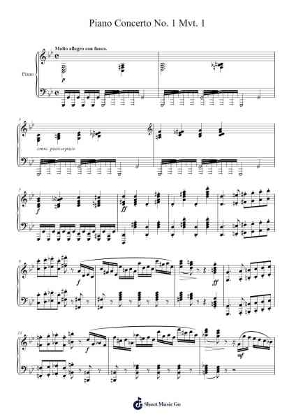 Piano Concerto No. 1 in G Minor, Op. 25: I. Molto allegro con fuoco Sheet Music by Felix Mendelssohn-Arr.Boycegold