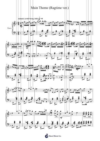 Main Theme (Ragtime ver.) - Paper Mario: Color Splash Sheet Music by Takeru Kanazaki/Shigemitsu Goto/Fumihiro Isobe-Arr.Lengiles Kathgen
