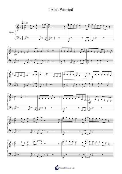 I Ain't Worried Sheet Music by OneRepublic-Arr.Blajeames Yulewood