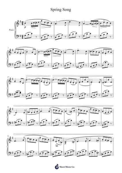 Songs Without Words, Op. 62: No. 6 Spring Song in A Major Sheet Music by Felix Mendelssohn-Arr.Campgins
