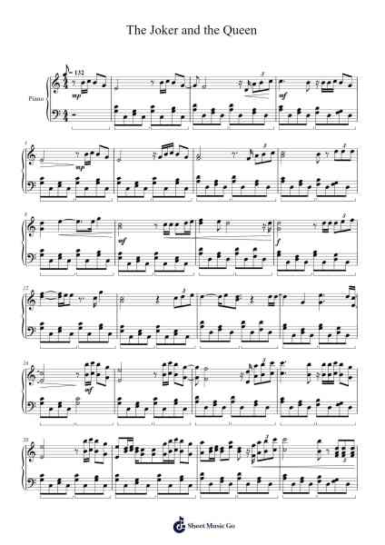 The Joker and the Queen Sheet Music by Ed Sheeran-Arr.Hooshua