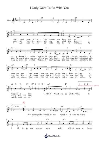 I Only Want To Be With You Sheet Music by Dusty Springfield-Arr.Laupound