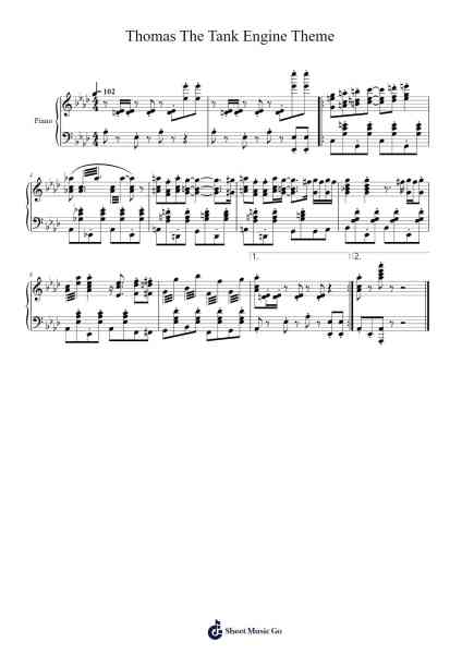 Thomas The Tank Engine Theme Sheet Music by Misc Cartoons-Arr.Louiste