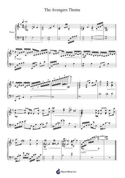 The Avengers Theme Ноты для фортепиано от Johann Pachelbel/Alan Silvestri-Arr.Hewgy Fowearl