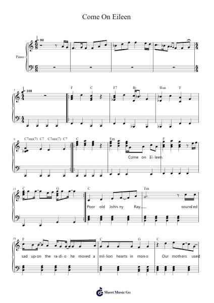 Come On Eileen Sheet Music by Dexys Midnight Runners-Arr.Hoodlyle Joyyoung