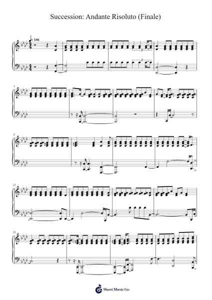 Succession: Andante Risoluto (Finale) Sheet Music by Nicholas Britell-Arr.Jillmo Grantbott