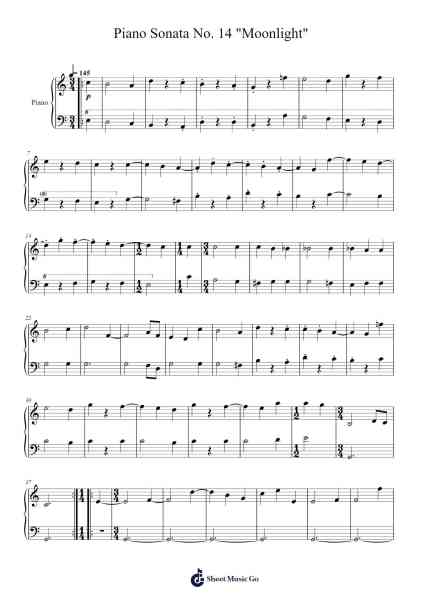 Piano Sonata No. 14 in C-Sharp Minor, Op. 27, No. 2 "Moonlight": II. Allegretto (EASY version) Musica per pianoforte di Ludwig van Beethoven - Arr.Dwightbright