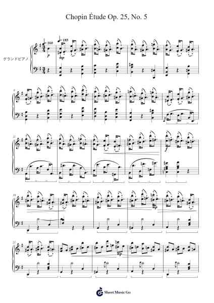 Chopin Étude Op. 25, No. 5 Sheet Music by Keyhill Walshnuel-Arr.Grever Carhume