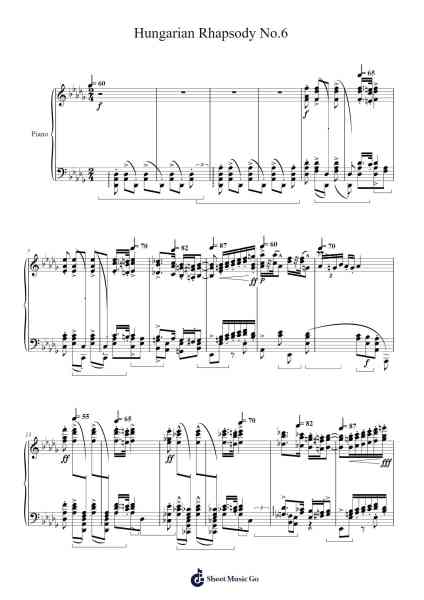 Hungarian Rhapsody No. 6 in D-flat Major, S.244/6 Sheet Music by Franz Liszt-Arr.Osrias Drewnia