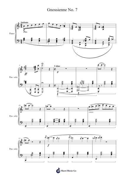 Gnossienne No. 7 Sheet Music by Erik Satie-Arr.Betbur