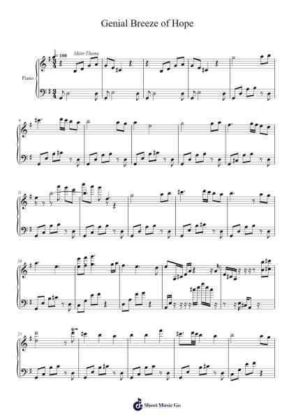 Genial Breeze of Hope Sheet Music by Yu-Peng Chen-Arr.Joshgins Widred