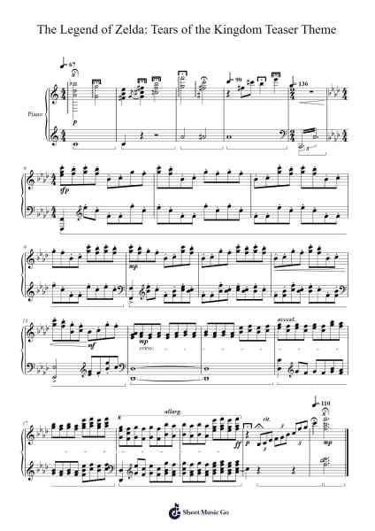 The Legend of Zelda: Tears of the Kingdom Teaser Theme Sheet Music by Manaka Kataoka-Arr.Gosnix