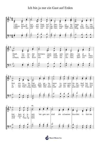 Ich bin ja nur ein Gast auf Erden 乐谱由 a capella NOREIA - 编曲 Woodcie Budad