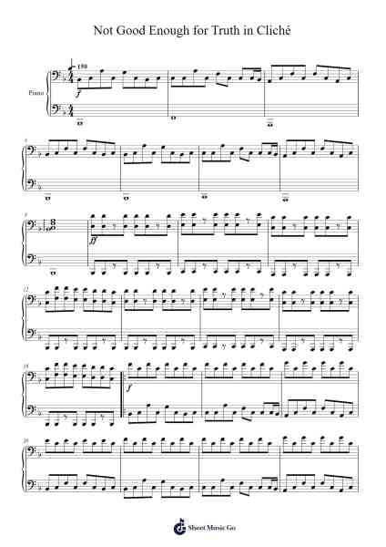 Not Good Enough for Truth in Cliché (Piano Version) Sheet Music by Escape the Fate-Arr.Gasper Inlot