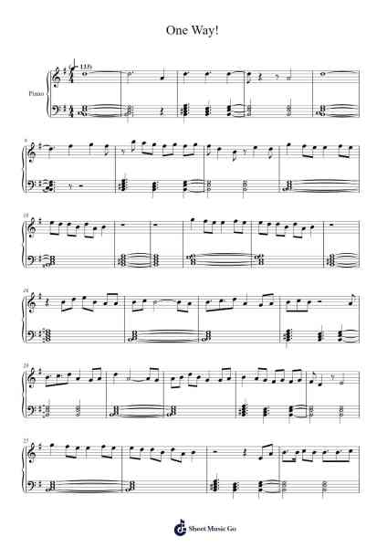 One Way! Sheet Music by Autumn!-Arr.Rydiah