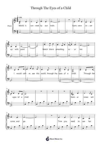 Through The Eyes of a Child Sheet Music by AURORA-Arr.Noahsweet