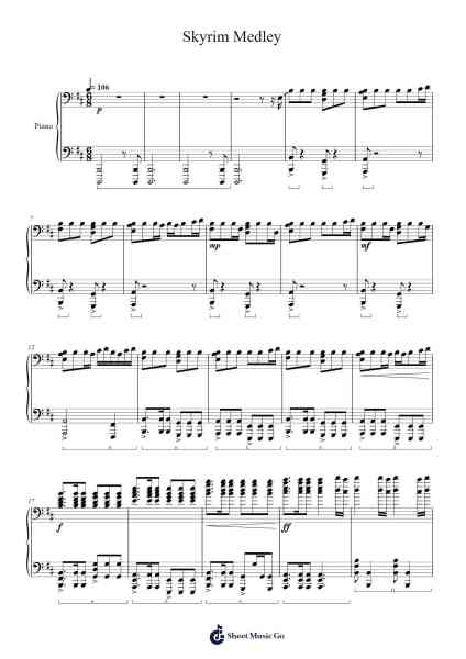 Skyrim Medley: Dragonborn, The Dragonborn Comes, From Past to Present, Far Horizons Sheet Music by undefined-Arr.Holew Brianmaud