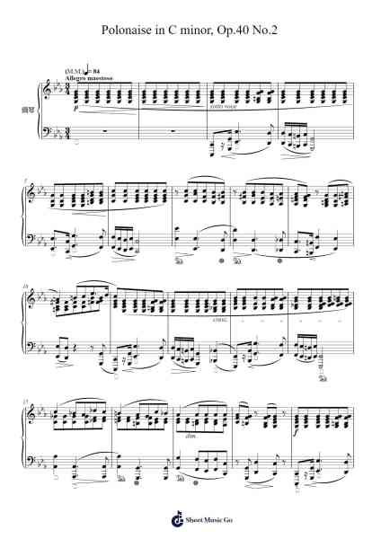 Polonaise in C minor, Op. 40 No. 2 Sheet Music by Frédéric Chopin-Arr.Dartricia Curcrofts