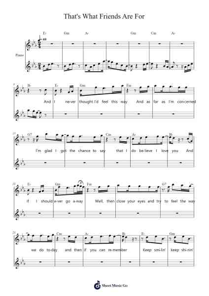 That's What Friends Are For Sheet Music by Dionne Warwick/Burt Bacharach/Carole Bayer Sager-Arr.Swinale Reedria