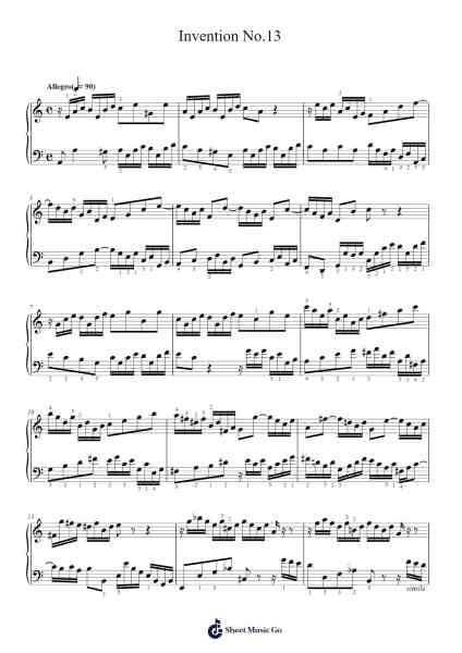Invention No. 13 in A Minor, BWV 784 Sheet Music by Johann Sebastian Bach-Arr.Darcarr