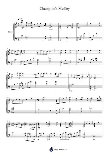 Champion's Medley Sheet Music by Touhocaloid-Arr.Rhysboyce