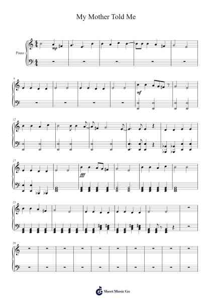 My Mother Told Me 樂譜由 Misc Soundtrack - 編曲 Jonessibyl Midsopp