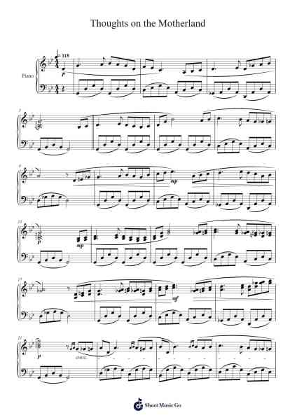 Thoughts on the Motherland Sheet Music by Masao Aichi-Arr.Woolfleen Juskirk