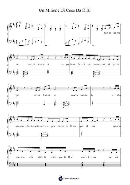 Un Milione Di Cose Da Dirti Sheet Music by Ermal Meta-Arr.Northbeau