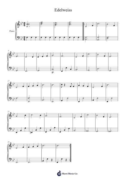 Edelweiss Notenblatt von Rodgers & Hammerstein-Arr.Nyroy Vebe