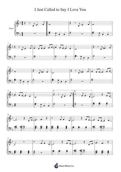 I Just Called to Say I Love You Sheet Music by Stevie Wonder-Arr.Yvettenat Iveshall