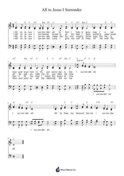 All to Jesus I Surrender Notenblatt von W. S. Weeden-Arr.Webbstone Bessjoy