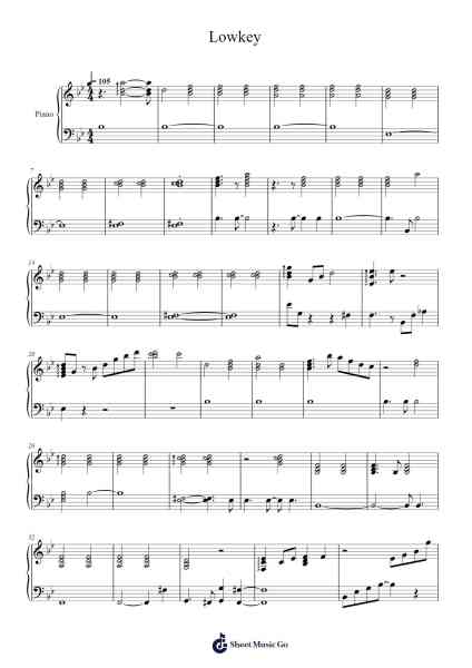 Lowkey Sheet Music by NIKI-Arr.Lambken Bespag