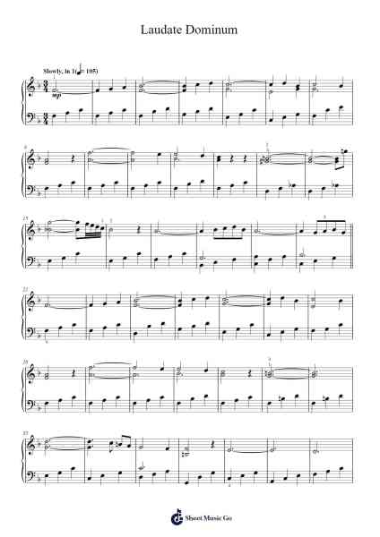 Laudate Dominum Musica per pianoforte di Wolfgang Amadeus Mozart - Arr.Jontier