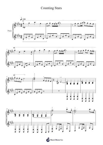 Counting Stars Sheet Music by OneRepublic-Arr.Dougtin Vashop