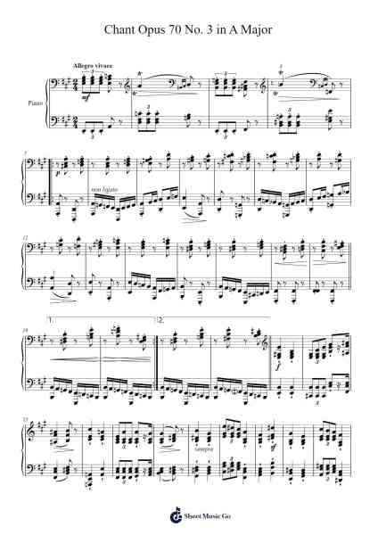 Chant Opus 70 No. 3 in A Major Sheet Music by Charles-Valentin Alkan-Arr.Mcdel Auriah